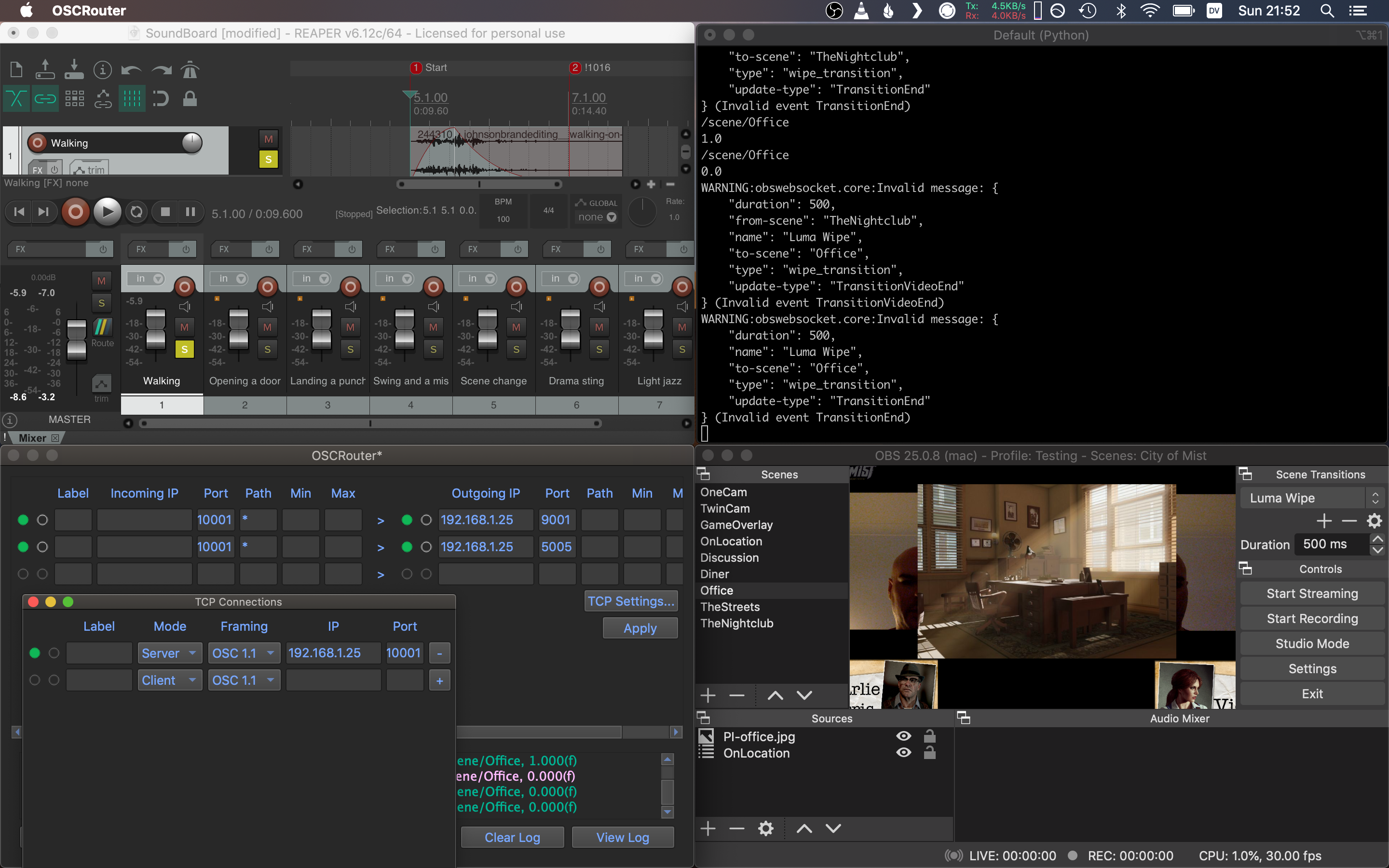 Everything running on one screen